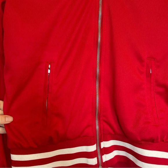 RUE 21 Women’s Red White Stripe 90’s Style Athletic Track Jacket Size Medium - Picture 8 of 13